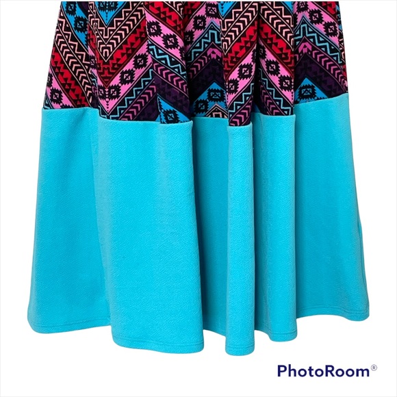 LULAROE Simply Comfortable Amelia Midi Skater Mixed Print Dress w Back Zipper XS - Picture 4 of 16